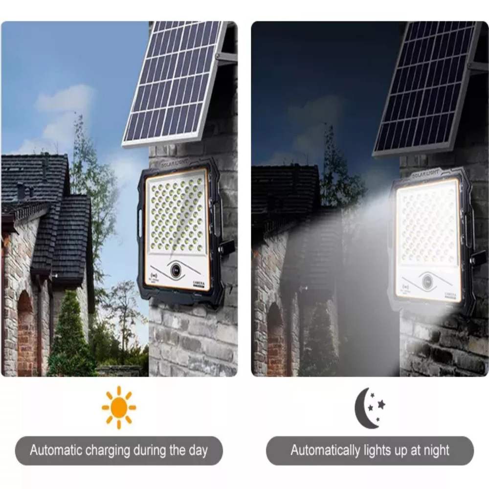 Luces de inundación para exteriores con energía solar | Focos exteriores con cámara de vigilancia con sensor de movimiento