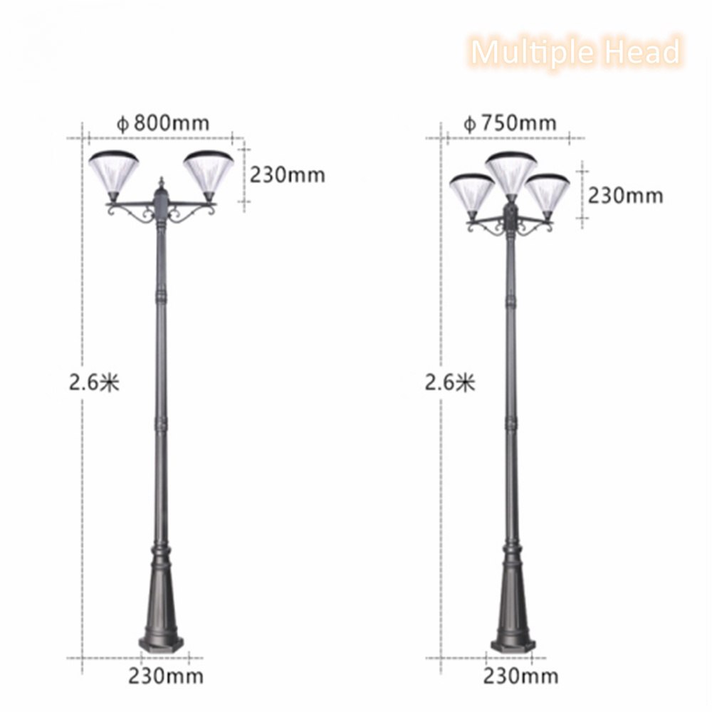 Poste luces solares para exteriores | Lámpara de poste LED para iluminación de jardines