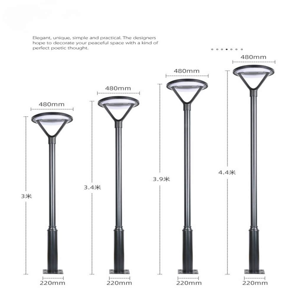 Luces solares de poste redondo | Postes de iluminación solar para exteriores para entradas de vehículos