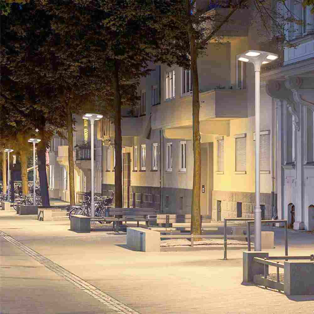 Luces de poste exteriores cuadradas con energía solar para iluminación de entradas 