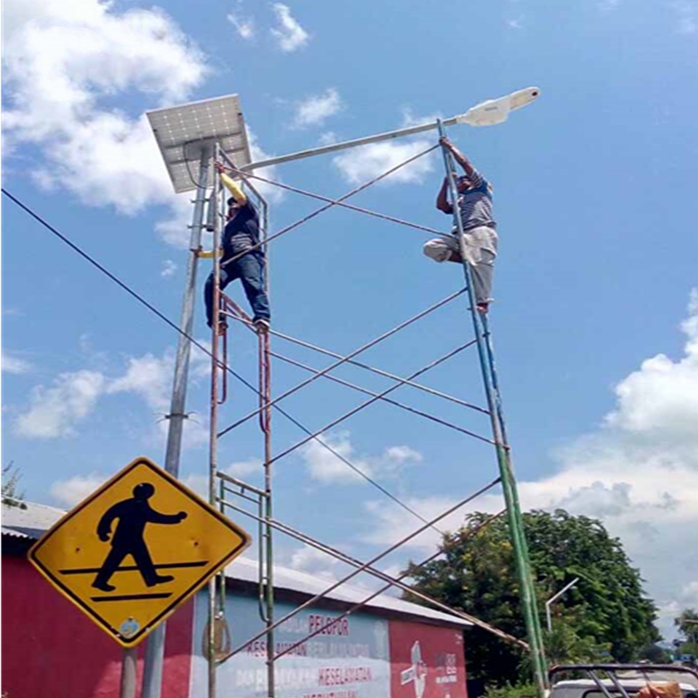 Farola LED de energía solar comercial con poste y precio al por mayor de batería