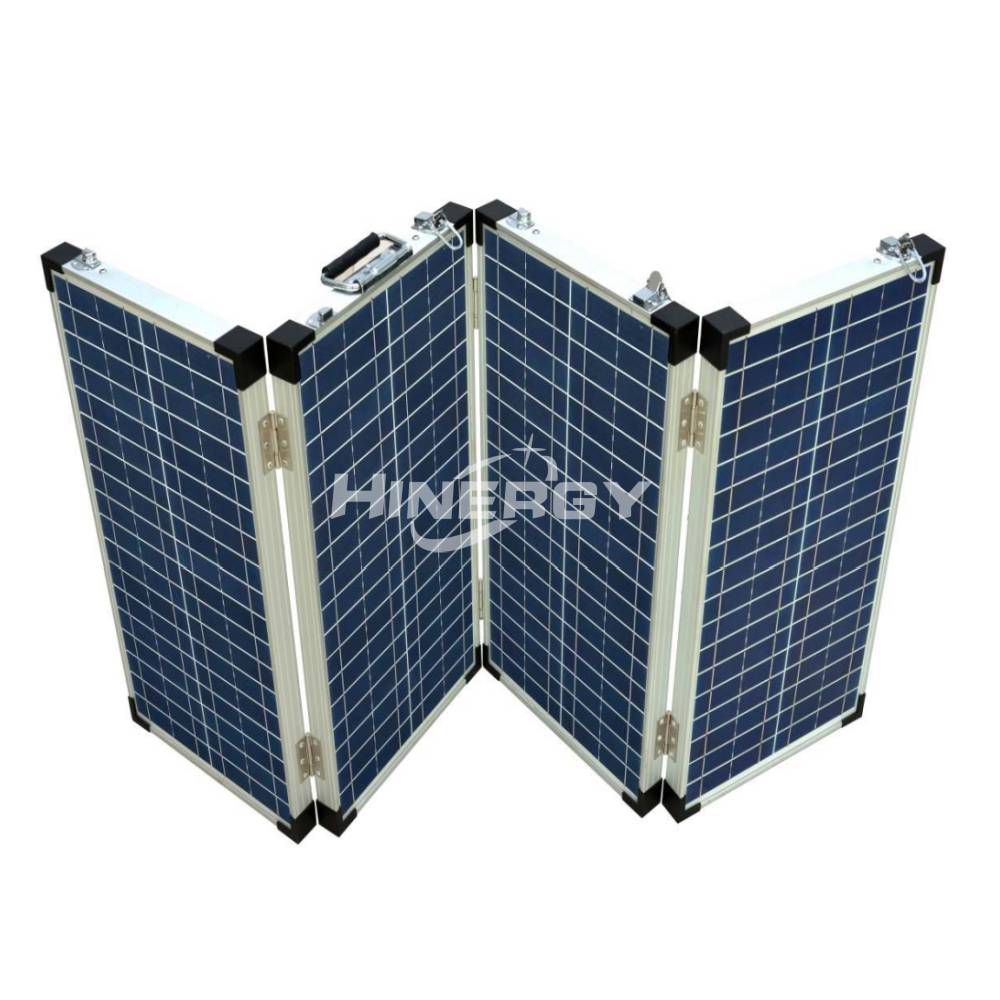 Hinergy Maleta solar plegable monocristalina portátil con 4 carpetas, 200 vatios y 12 voltios