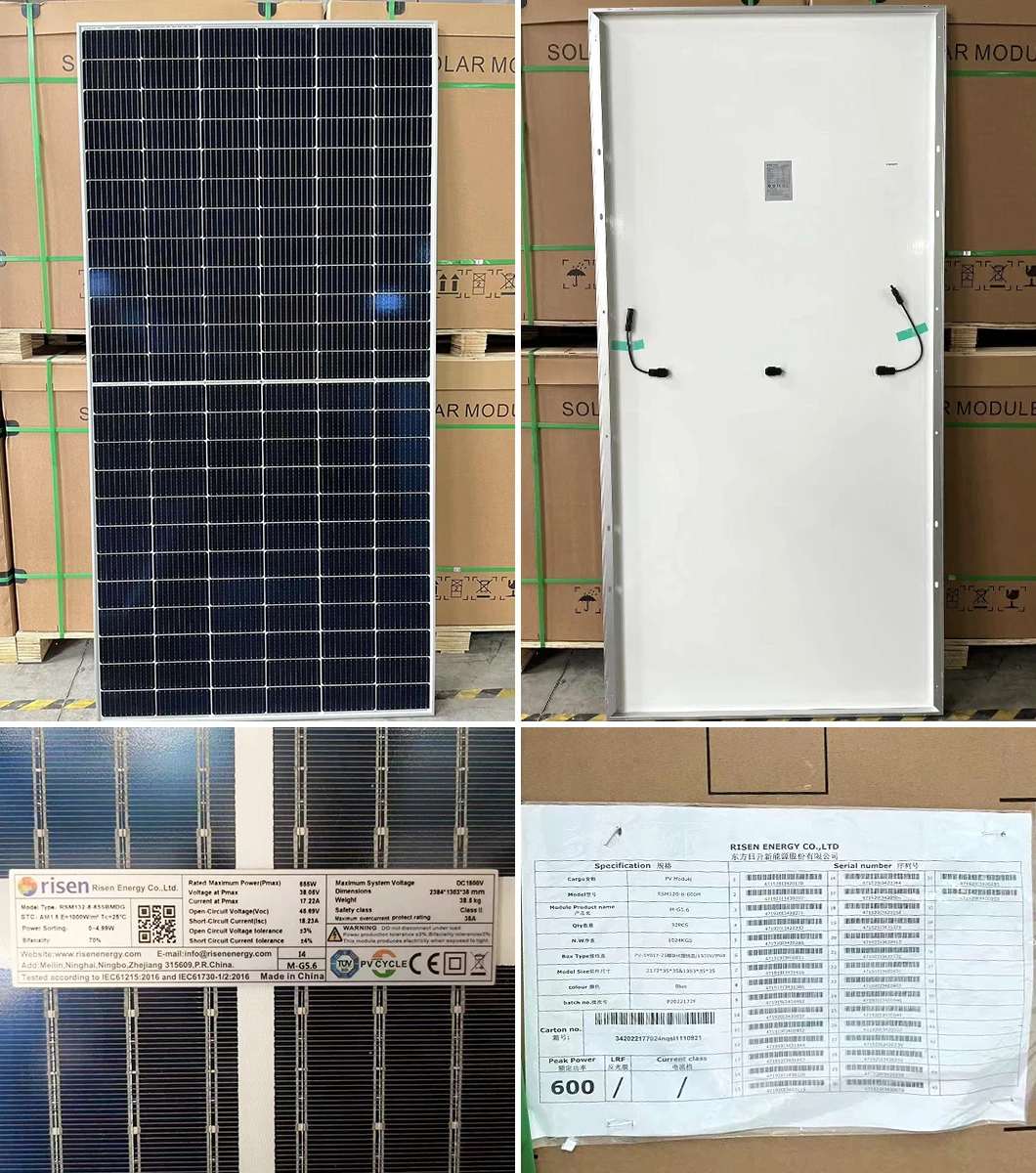 Precio del panel solar fotovoltaico bifacial monocristalino de 700 vatios de Risen Energy