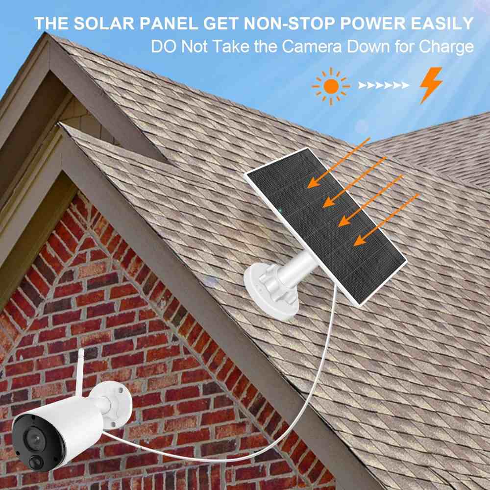 Hinergy - Panel solar pequeño impermeable con salida de 5 V CC, puerto micro USB tipo C para cámara de seguridad