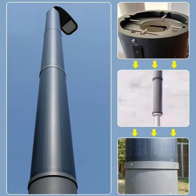 Panel solar cilíndrico de 360° | Solución fotovoltaica vertical para postes solares inteligentes